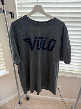 Gildan Dark Gray Short-Sleeve T-Shirt with Navy VOLO Graphic